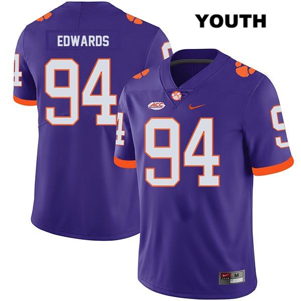 Youth Clemson Tigers #94 Jacob Edwards Stitched Purple Legend Authentic Nike NCAA College Football Jersey TTZ3446EK